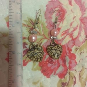 FREE WITH PURCHASE Dangling Pearl Heart Earrings
